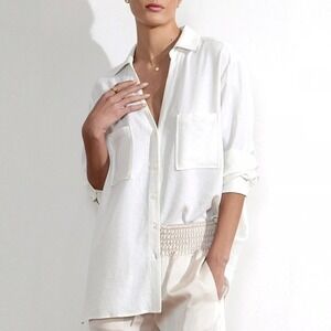 Brochu Walker Salt‎ White River Oversized Textured Button Down Shirt Top - Small